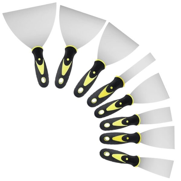 8-Piece Spatula Set, Surface Spatula Drywall Tool, Stainless Steel Painter's Spatula with Plastic Handle, Putty Knife Spatula, Scraper, Palette Knife Scratches...