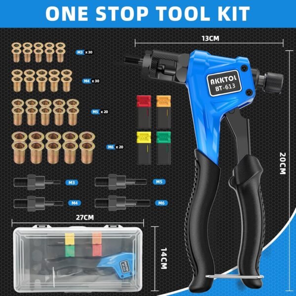AKKTOL Nietmutternzange Set mit 100 Nietmuttern ergonomisch und vielseitig einsetzbar