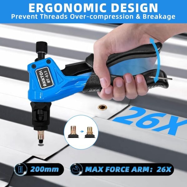 AKKTOL Nietmutternzange Set mit 100 Nietmuttern ergonomisch und vielseitig einsetzbar