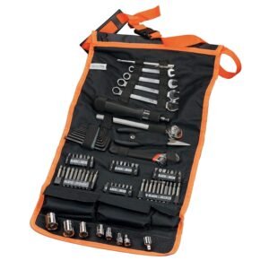 Black + Decker A7063 76-teilig Handliche Roll-Tasche mit Autowerkzeug-Zubehör