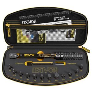 Drehmomentschlüssel Fahrrad & Motorrad, 1/4 Zoll, inklusive 15 teiliges Set Innensechskant Hex und Torx Bits, Messbereich 2-26 Nm mit Verlängerungsstange, torque wrench set...