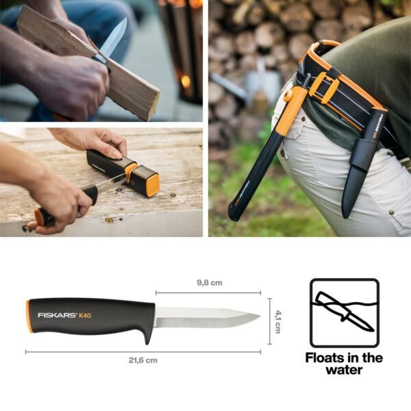 Fiskars K40 Universalmesser mit sicherem Köcher ideal für Garten und Outdoor