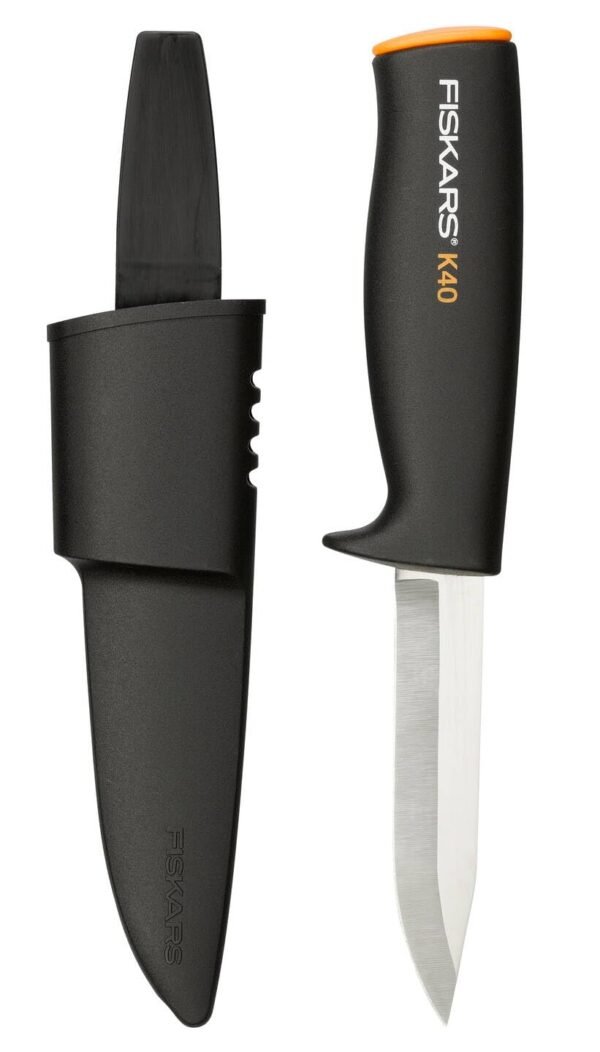 Fiskars K40 Universalmesser mit sicherem Köcher ideal für Garten und Outdoor