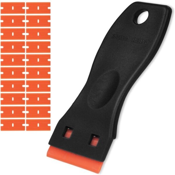Flintronic Schaber, Mini Kunststoff Schaber mit 20 Kunststoff Klingen, Plastikspachtel, Plastik schaber für Klebereste Entferner, klebstoffentferner, Gadom Kochfeld Kratzer,...