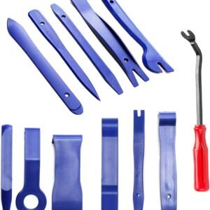 Kitbest 12-Piece Car Disassembly Tool Set, Trim Wedges Interior Trim Door Panel, Lever Tool, Car Plastic Pry Tool Set with Mounting Rivet Remover (Blue)