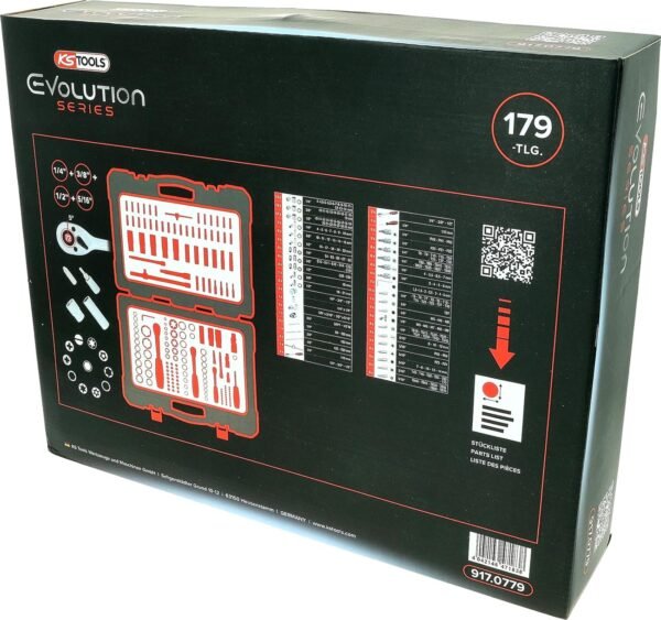KS Tools Steckschlüsselsatz 179-teilig robust mit matt satiniertem Chrom-Vanadium Stahl