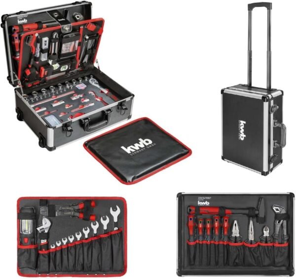 kwb Werkzeugkoffer mit Trolley-Funktion, 175-teilig, gefüllt, Werkzeug im stabilem Aluminiumkoffer, Werkzeugset groß, für Heimwerker, DIYer und Handwerks-Meister, abschließbar...