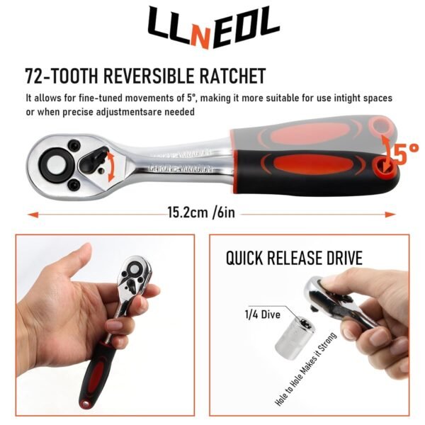 LLNEDL 1/4 Zoll Steckschlüsselsatz mit Ratsche und Bits perfekt für Heimwerker