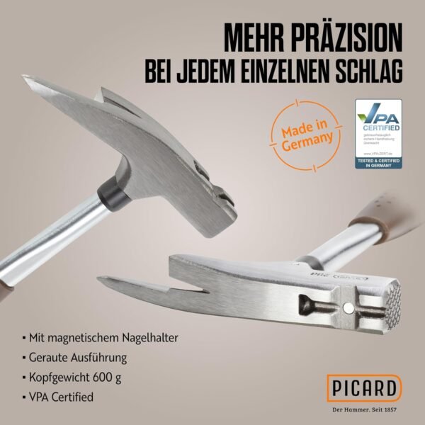Picard Latthammer mit Magnetnagelhalter Perfekt für Zimmerer und Dachdecker