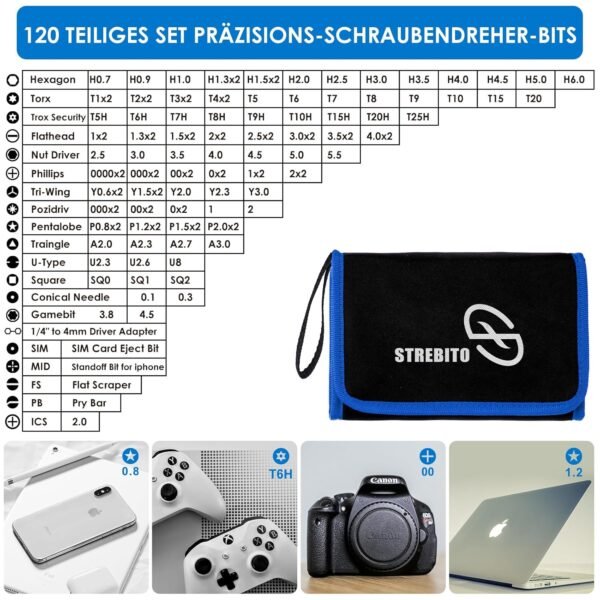 STREBITO Präzisionsschraubendreher Set 142-teilig mit magnetischen Bits für Profi und Heimwerker