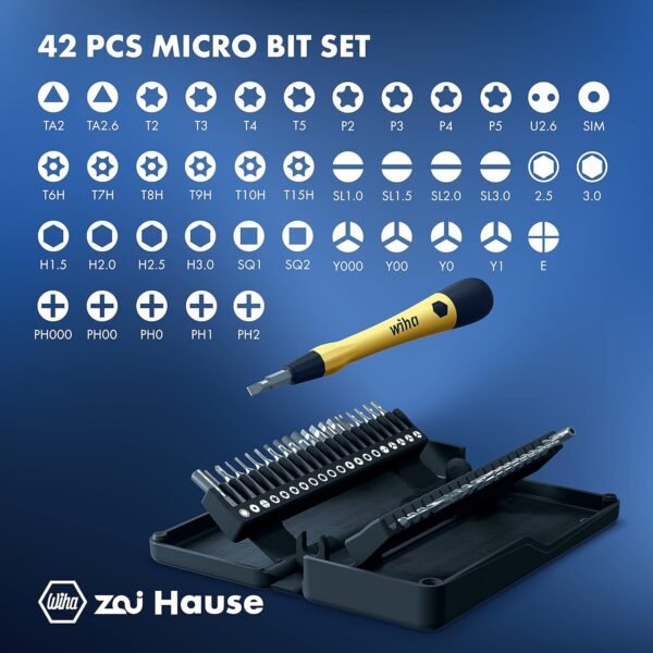 Wiha zai Hause Micro Bit Set 42-teilig ideal für Smartphones Laptops Kameras