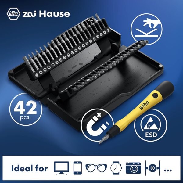 Wiha zai Hause Micro Bit Set 42-teilig ideal für Smartphones Laptops Kameras